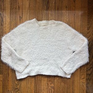 White Fuzzy Cropped Sweater